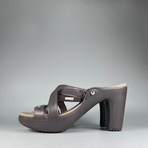 Crocs Cyprus Iv Women's 6 Brown High Heels Strappy Platform Sandal Casual EUC